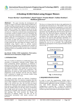 A Desktop SCARA Robot Using Stepper Motors