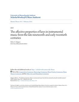 The Affective Properties of Keys in Instrumental Music from the Late Nineteenth and Early Twentieth Centuries