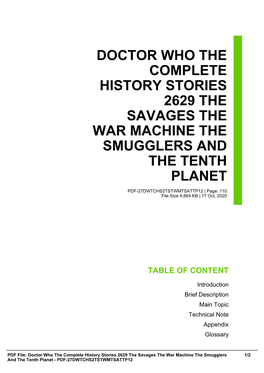 Doctor Who the Complete History Stories 2629 the Savages the War Machine the Smugglers and the Tenth Planet