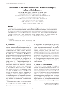 Development of the Atomic and Molecular Data Markup Language