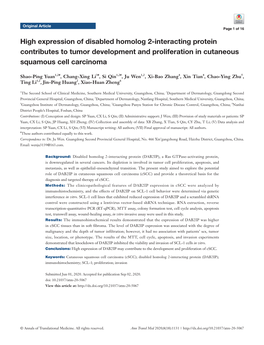 High Expression of Disabled Homolog 2-Interacting Protein Contributes to Tumor Development and Proliferation in Cutaneous Squamous Cell Carcinoma