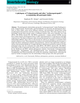 A Phylogeny of Vetigastropoda and Other Archaeogastropods