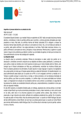 Argentina: El Proceso Electoral En Un Contexto De Crisis - Elcano