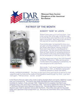 Robert W. Lents As Patriot of the Month