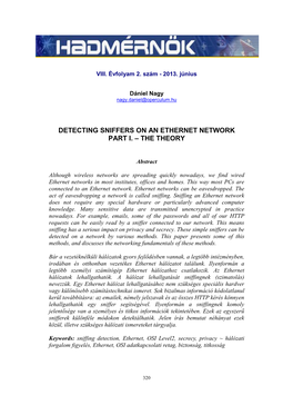 Detecting Sniffers on an Ethernet Network Part I