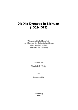 Die Xia-Dynastie in Sichuan (1362-1371)