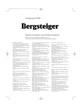Jahrgang 65/1998 Inhaltsverzeichnis Und Stichwortregister