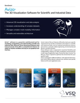 Avizo® the 3D Visualization Software for Scientific and Industrial Data