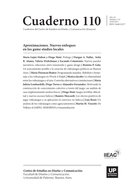 Cuaderno 110 ISSN 1668-0227 Cuadernos Del Centro De Estudios En Diseño Y Comunicación [Ensayos]