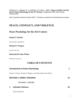 Peace, Conflict, and Violence