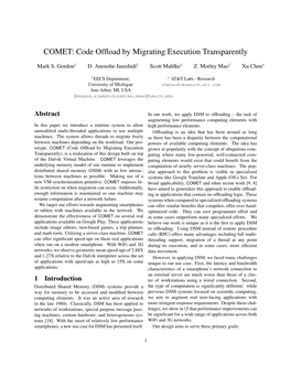 COMET: Code Offload by Migrating Execution Transparently