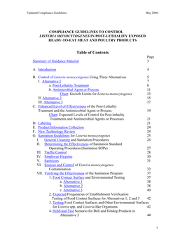 Compliance Guidelines to Control Listeria Monocytogenes in Post-Lethality Exposed Ready-To-Eat Meat and Poultry Products