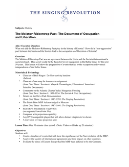 The Molotov-Ribbentrop Pact: the Document of Occupation and Liberation