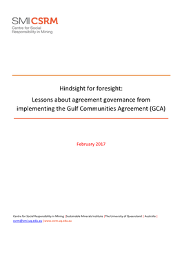 Hindsight for Foresight: Lessons About Agreement Governance from Implementing the Gulf Communities Agreement (GCA)