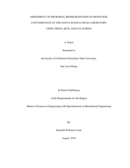 Assessment of Microbial Biodegradation of Mixed Soil