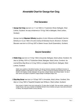 Ahnentafel Chart for George Kerr Doig