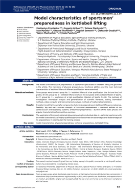 Model Characteristics of Sportsmen' Preparedness in Kettlebell Lifting