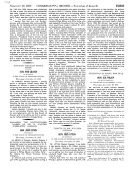 CONGRESSIONAL RECORD— Extensions of Remarks E2325 HON