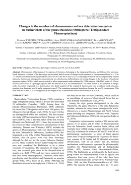 Changes in the Numbers of Chromosomes and Sex Determination System in Bushcrickets of the Genus Odontura (Orthoptera: Tettigoniidae: Phaneropterinae)