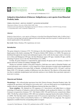 Indigofera Himachalensis (Fabaceae: Indigofereae), a New Species from Himachal Pradesh, India