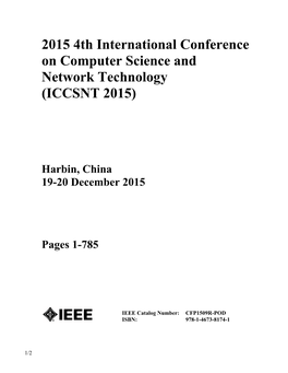 2015 4Th International Conference on Computer Science and Network Technology (ICCSNT 2015)