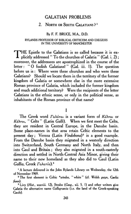 GALATIAN PROBLEMS 2. NORTH OR SOUTH GALATIANS ? X