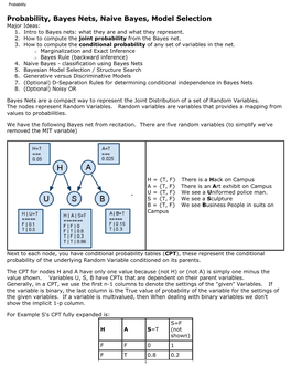 Probability, Bayes Nets, Naïve Bayes, Model Selection