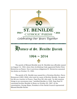 History of St. Benilde Parish 1964 ~ 2014