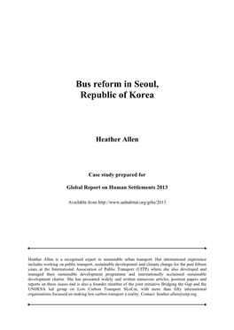 Bus Reform in Seoul, Republic of Korea