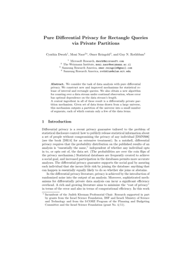 Pure Differential Privacy for Rectangle Queries Via Private Partitions