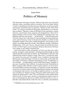 Politics of Memory