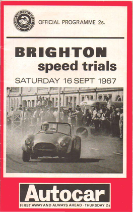 BRIGHTON Speed Tria Is SATURDAY 16 SEPT 1967