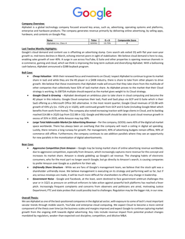 Alphabet Is a Global Technology Company Focused Around Key Areas, Such As, Advertising, Operating Systems and Platforms, Enterprise and Hardware Products