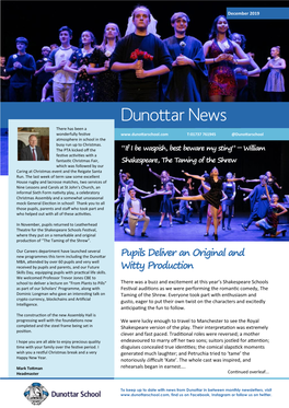 Dunottar News There Has Been a Wonderfully Festive T:01737 761945 @Dunottarschool Atmosphere in School in the Busy Run up to Christmas