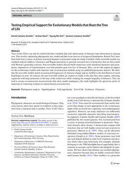 Testing Empirical Support for Evolutionary Models That Root the Tree of Life