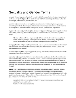 Sexuality and Gender Terms