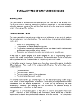 Fundamentals of Gas Turbine Engines