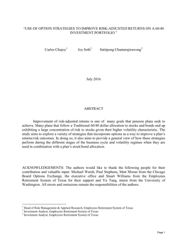 “Use of Option Strategies to Improve Risk-Adjusted Returns on a 60/40 Investment Portfolio.”