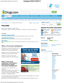 Procardia (Nifedipine) Medical Facts from Drugs.Com Visited 03/31/2011