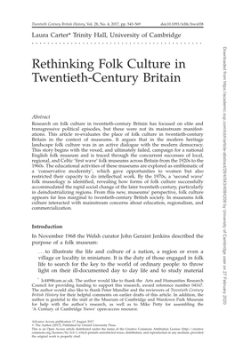 Rethinking Folk Culture in Twentieth-Century Britain