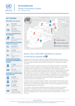 Afghanistan: Weekly Humanitarian Update