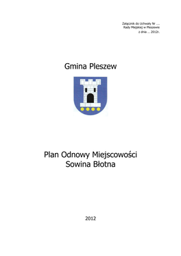 Gmina Pleszew Plan Odnowy Miejscowości Sowina Błotna