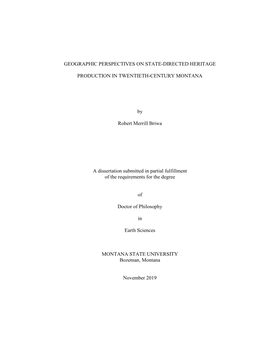 Geographic Perspectives on State-Directed Heritage Production in Twentieth-Century Montana