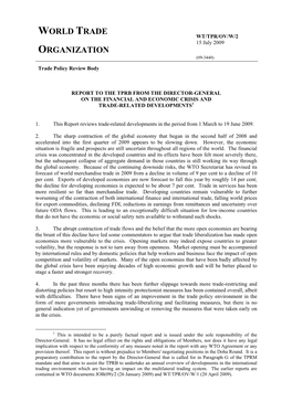 WT/TPR/OV/W/2 15 July 2009 ORGANIZATION (09-3440) Trade Policy Review Body
