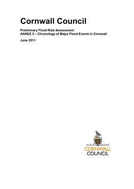 ANNEX 5 – Chronology of Major Flood Events in Cornwall