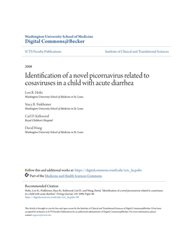 Identification of a Novel Picornavirus Related to Cosaviruses in a Child with Acute Diarrhea Lori R