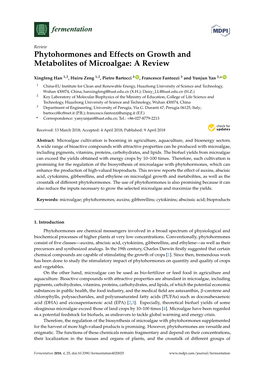 Phytohormones and Effects on Growth and Metabolites of Microalgae: a Review