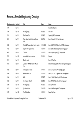 Peckett & Sons Ltd Engineering Drawings