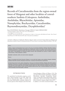Records of Curculionoidea from the Regionowned Forest of Marganai