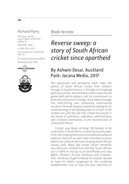 Reverse Sweep: a Story of South African Cricket Since Apartheid